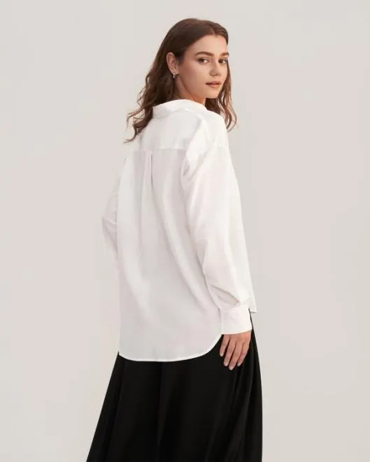 Casual Drop Shoulders Oversize Silk Shirt Women Women Blouses Lilysilk Shirts