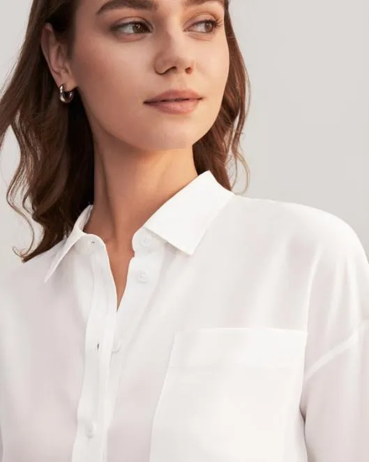 Casual Drop Shoulders Oversize Silk Shirt Women Women Blouses Lilysilk Shirts