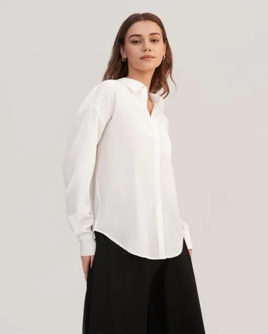 Casual Drop Shoulders Oversize Silk Shirt Women Women Blouses Lilysilk Shirts