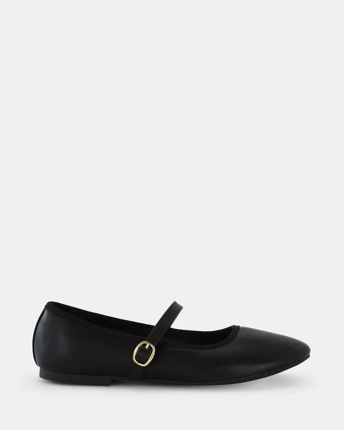CATIA Black Smooth Ballet Flats Women Casuals NOVO Shoes