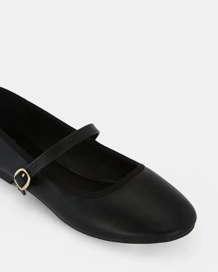 CATIA Black Smooth Ballet Flats Women Casuals NOVO Shoes