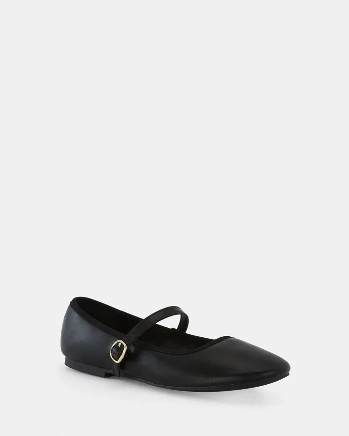 CATIA Black Smooth Ballet Flats Women Casuals NOVO Shoes