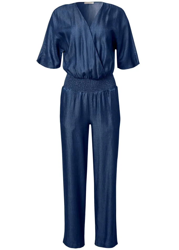 CHAMBRAY JUMPSUIT Dark Wash Women VENUS Casual Jumpsuits and Rompers