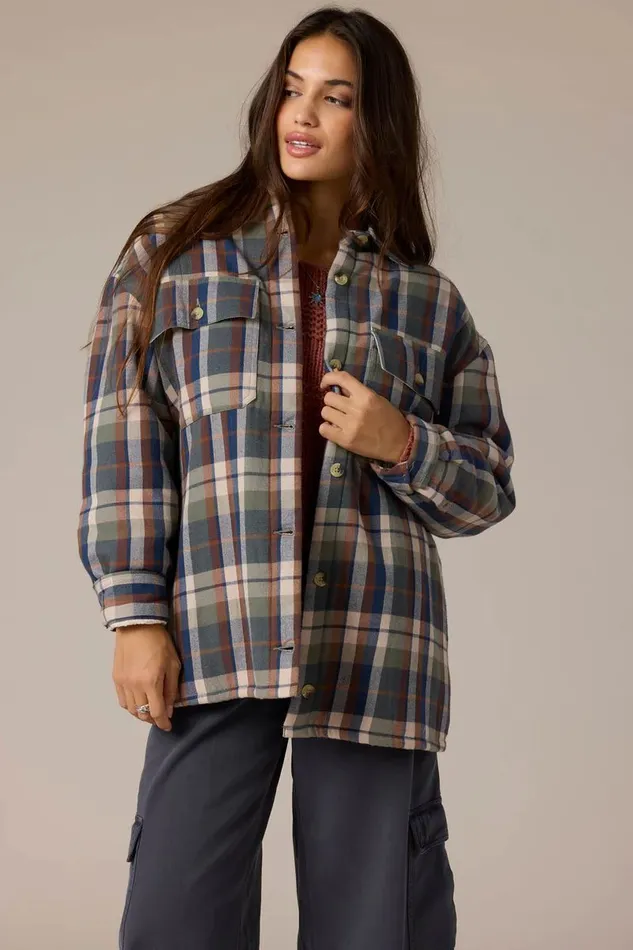 CHANCE HIGH PILE LINED FLANNEL JACKET Oil Green Women O039NEILL Clothing