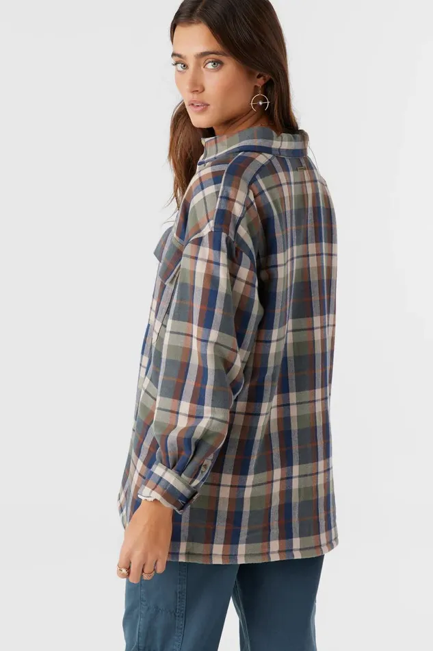 CHANCE HIGH PILE LINED FLANNEL JACKET Oil Green Women O039NEILL Clothing