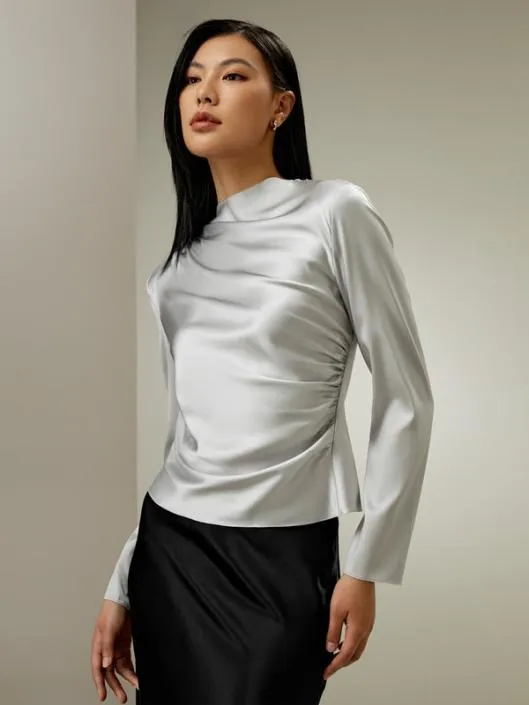Charming Silk Blouse With Oblique Pleats Women Blouses Lilysilk Shirts