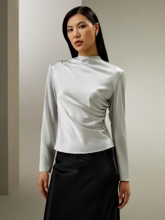Charming Silk Blouse With Oblique Pleats Women Blouses Lilysilk Shirts