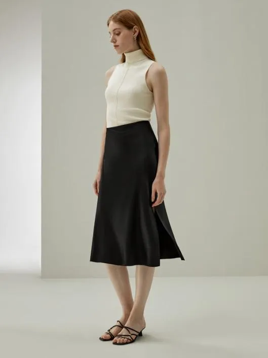 Chic And Elegant Minimalist Aesthetic Silk Poppy Skirt With Side Slit Women Lilysilk Bottoms Chic And Elegant Minimalist Aesthetic Silk Poppy Skirt With Side Slit Women Lilysilk Bottoms