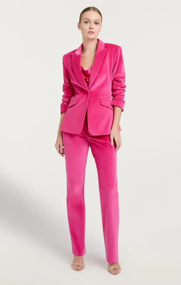 Cinq Sept Chenille Velvet Scrunched Cheyenne Blazer Pink Dahlia Women Blazers Cinq Sept Chenille Velvet Scrunched Cheyenne Blazer Pink Dahlia Women Blazers