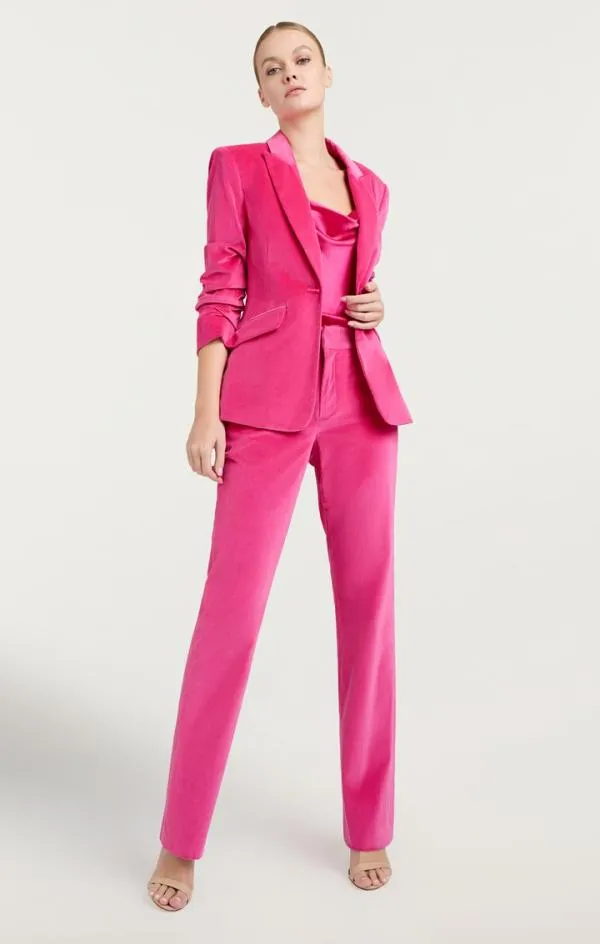 Cinq Sept Chenille Velvet Scrunched Cheyenne Blazer Pink Dahlia Women Blazers