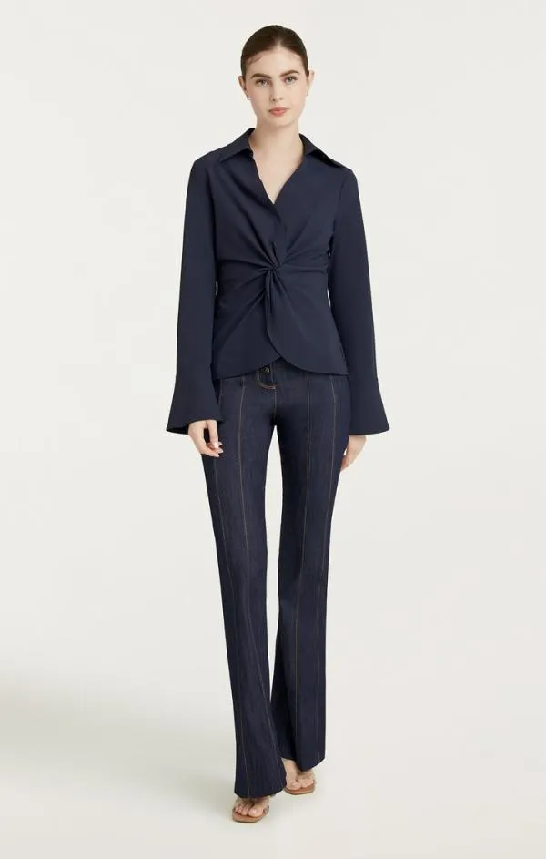 Cinq Sept Mckenna Top Navy Women Long Sleeve Tops
