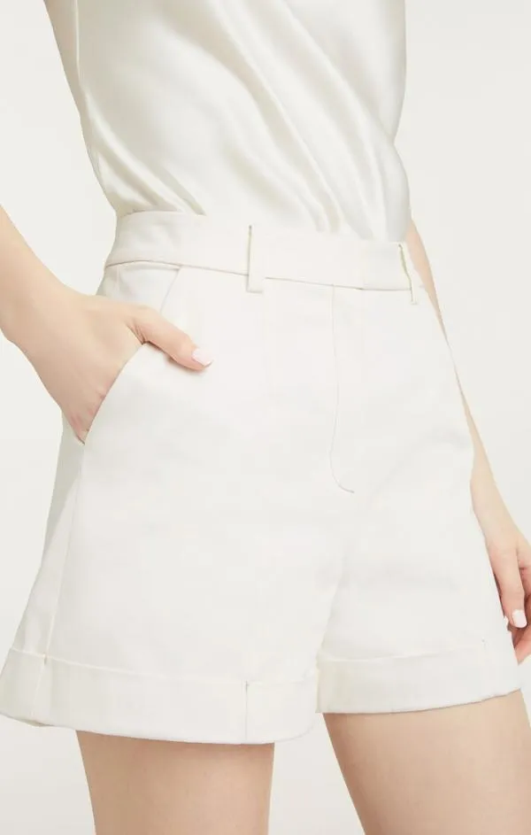 Cinq Sept Sateen Galena Short White Women Shorts