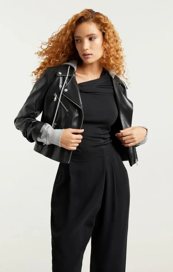 Cinq Sept Vegan Leather Evie Jacket Blackheather Grey Women Outerwear