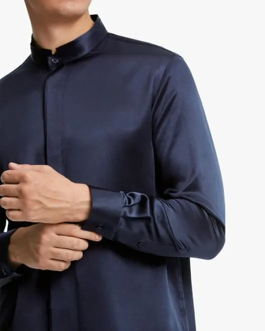 Classic Concealed Placket Silk Men Shirt Men Lilysilk Shirts