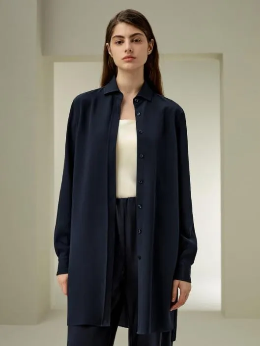 Classic Longline Silk Shirt Women Blouses Lilysilk Shirts