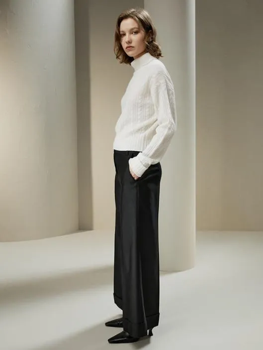 Clssic Cable Knit Turtleneck Sweater Women Lilysilk Knitwear