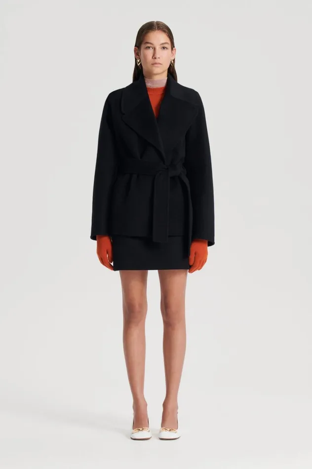 Coats Women Scanlan Theodore COCOON SLEEVE COAT Black