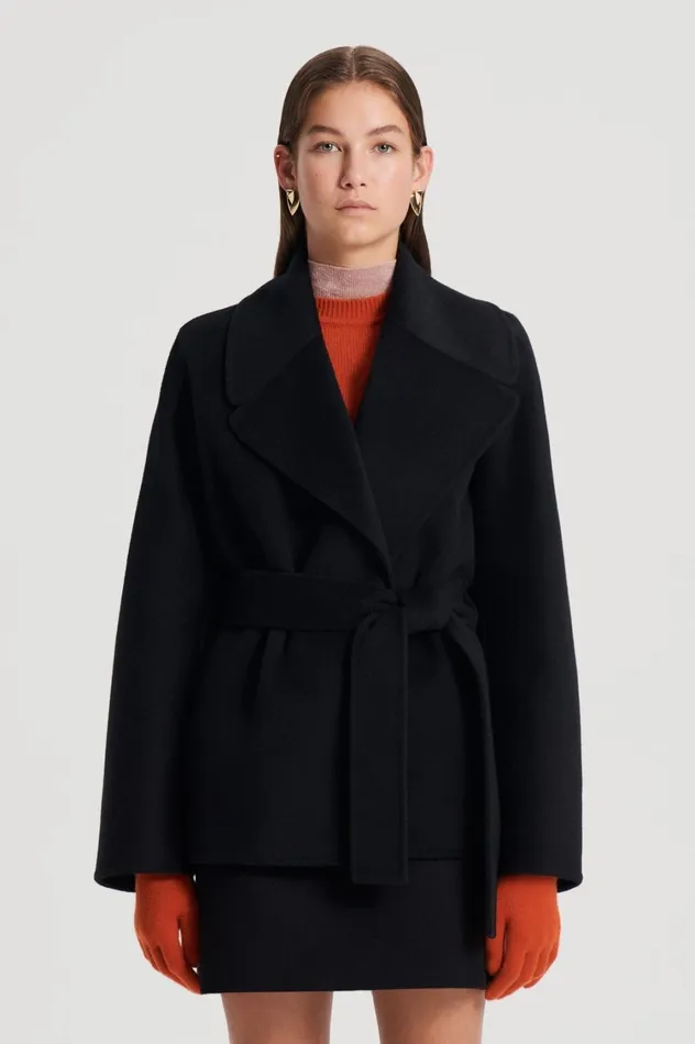 Coats Women Scanlan Theodore COCOON SLEEVE COAT Black Coats Women Scanlan Theodore COCOON SLEEVE COAT Black