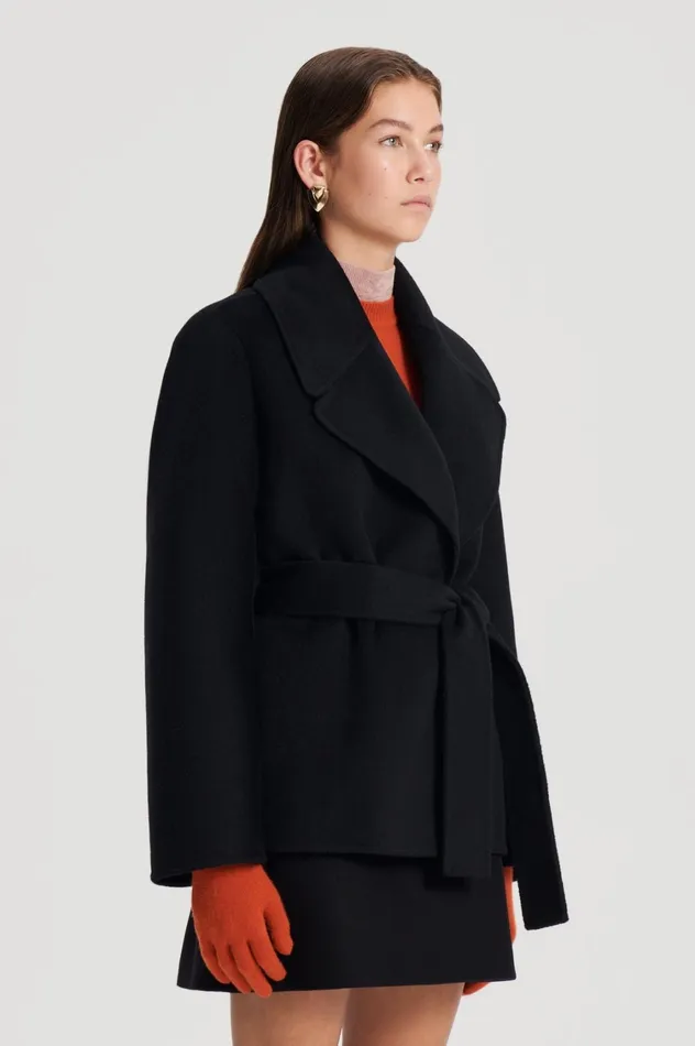 Coats Women Scanlan Theodore COCOON SLEEVE COAT Black Coats Women Scanlan Theodore COCOON SLEEVE COAT Black