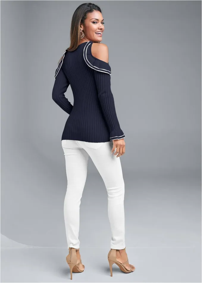 Coldshoulder Sweater Navy Women VENUS Sexy Sweaters
