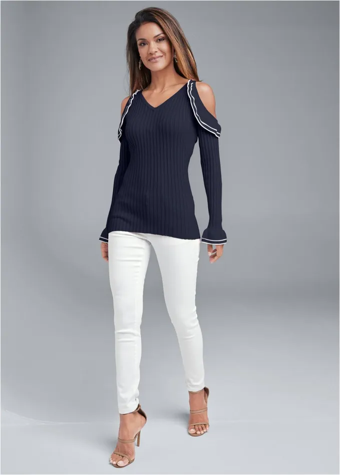 Coldshoulder Sweater Navy Women VENUS Sexy Sweaters