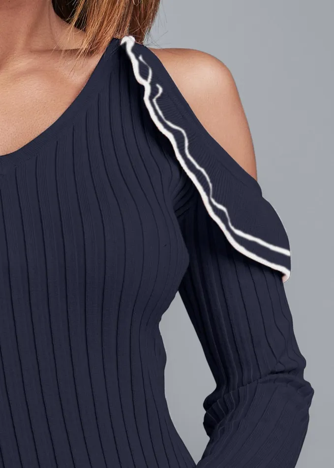 Coldshoulder Sweater Navy Women VENUS Sexy Sweaters