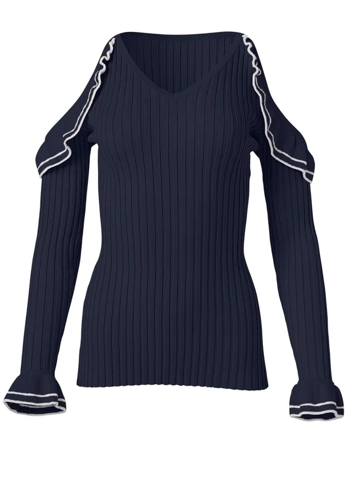 Coldshoulder Sweater Navy Women VENUS Sexy Sweaters