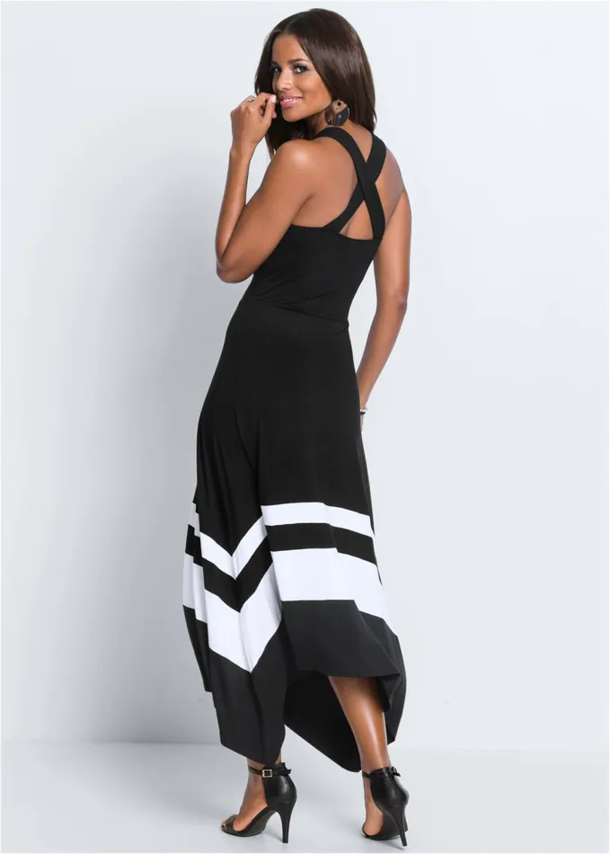 COLOR BLOCK MAXI DRESS Black and White Women VENUS Casual Dresses