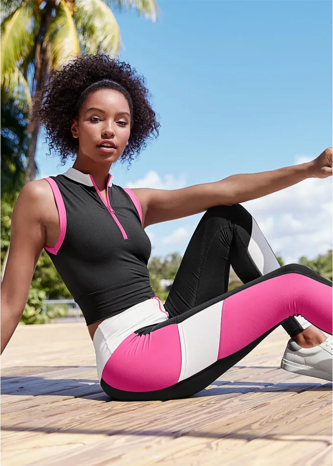 COLOR BLOCK PERFORMANCE SET Black Multi Women VENUS Activewear
