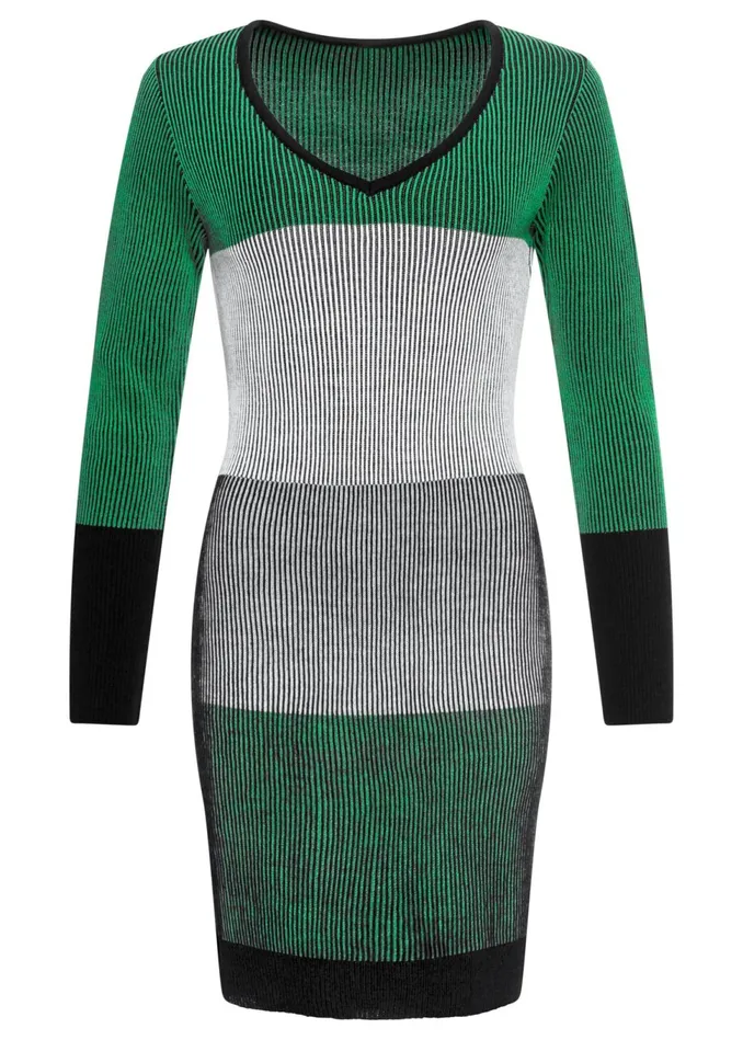 COLOR BLOCK SWEATER DRESS Green Women VENUS Short Dresses
