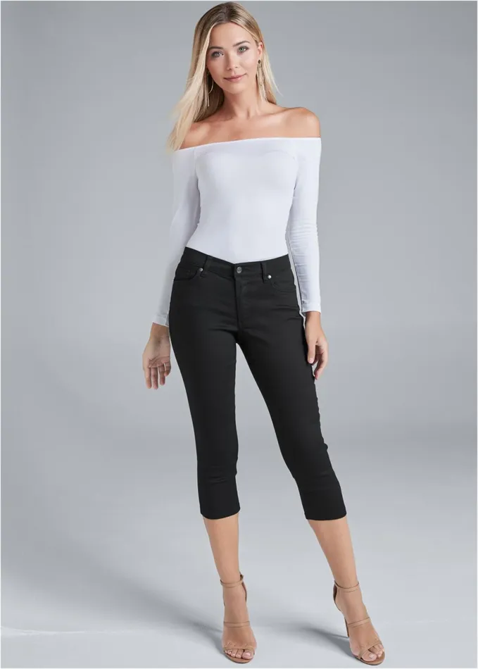COLOR CAPRI JEANS Black Women VENUS Cropped and Capri Jeans