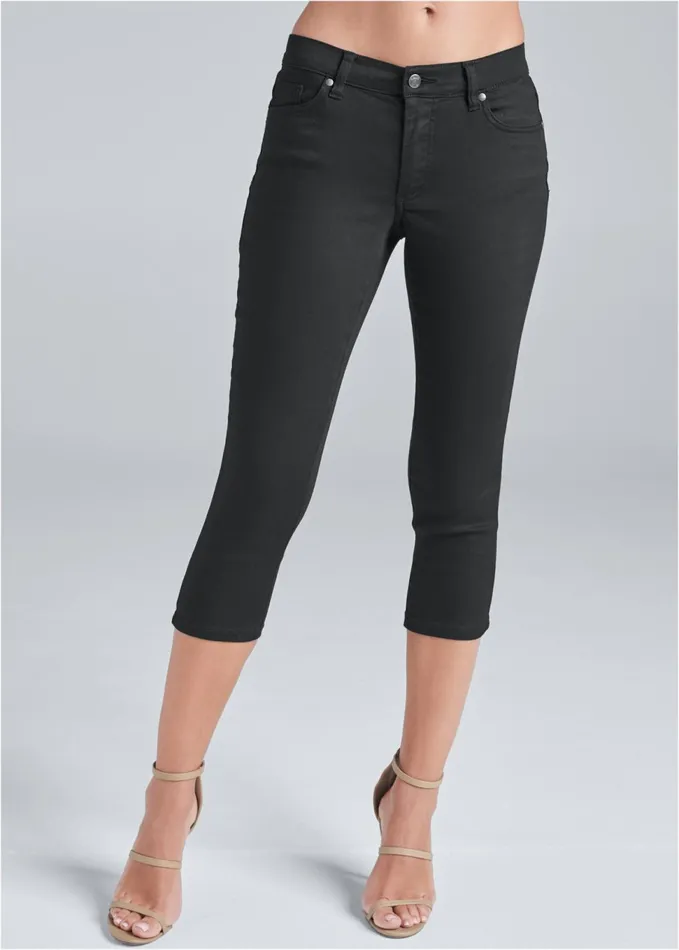 COLOR CAPRI JEANS Black Women VENUS Cropped and Capri Jeans