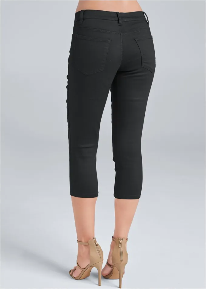 COLOR CAPRI JEANS Black Women VENUS Cropped and Capri Jeans
