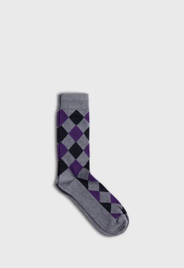 Cotton Diamond Motif Sock Brown Mens Socks Paulstuart