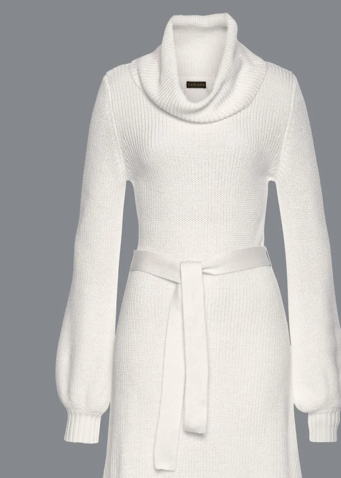 COWL NECK SWEATER DRESS White Women VENUS Midi Dresses