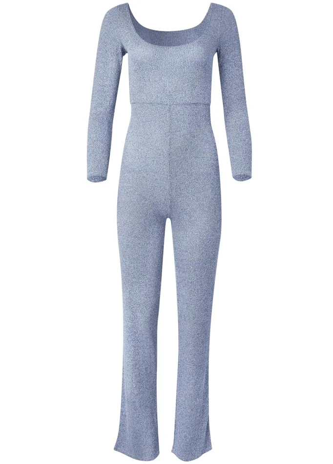 COZY BRUSHED RIB JUMPSUIT Blue Women VENUS Jumpsuits