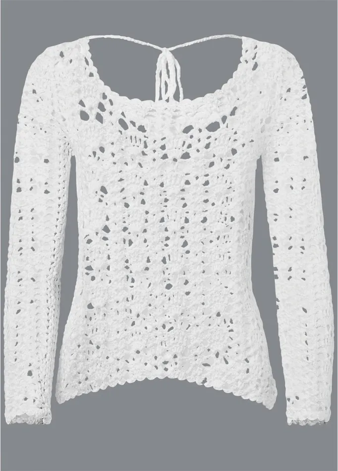 CROCHET KNIT SWEATER Off White Women VENUS Pullover CROCHET KNIT SWEATER Off White Women VENUS Pullover