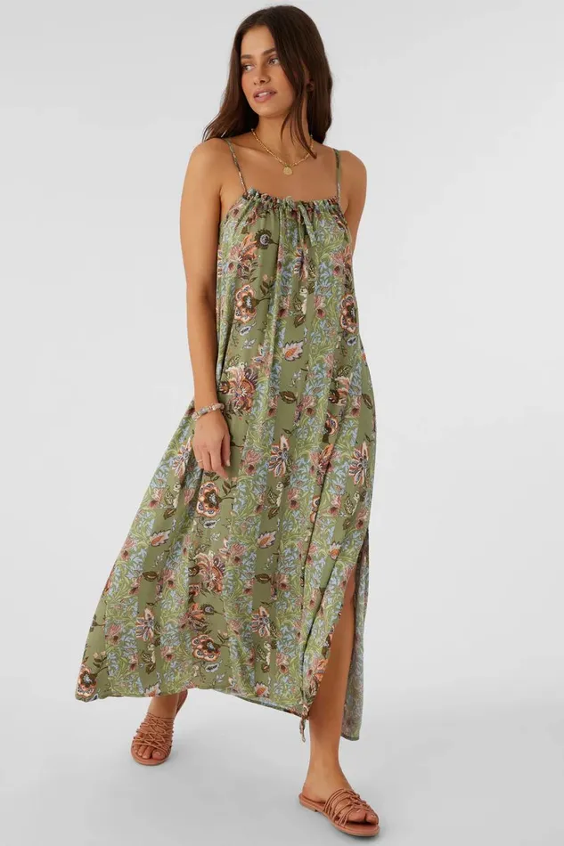DANYKA WILLIAM PRINT MAXI DRESS Oil Green Women O039NEILL Clothing