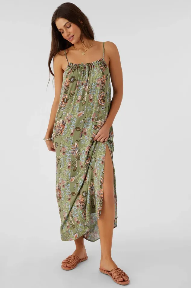 DANYKA WILLIAM PRINT MAXI DRESS Oil Green Women O039NEILL Clothing