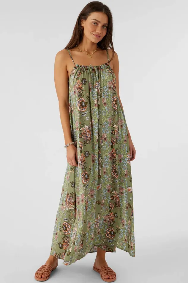 DANYKA WILLIAM PRINT MAXI DRESS Oil Green Women O039NEILL Clothing