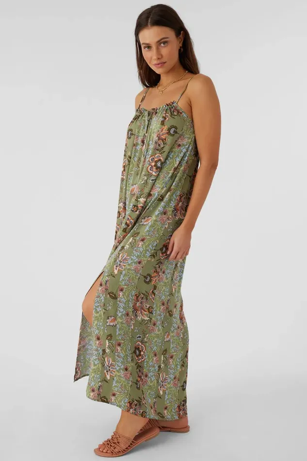 DANYKA WILLIAM PRINT MAXI DRESS Oil Green Women O039NEILL Clothing