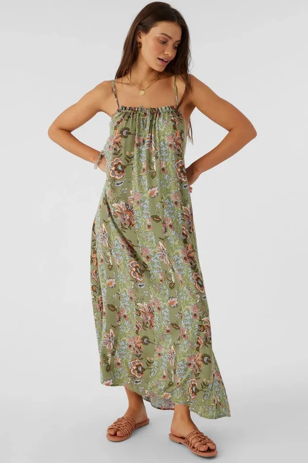 DANYKA WILLIAM PRINT MAXI DRESS Oil Green Women O039NEILL Clothing