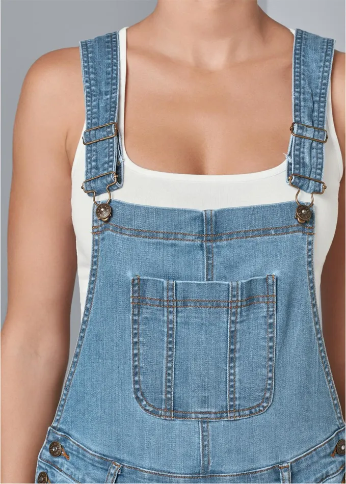DENIM OVERALLS Light Wash Women VENUS Casual Jumpsuits and Rompers