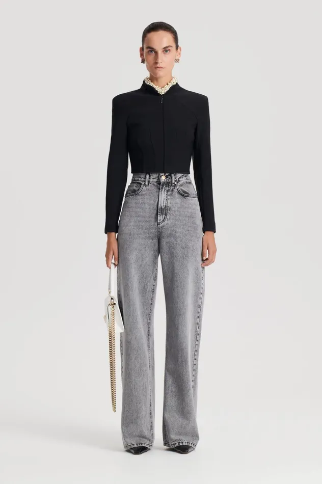 Denim Women Scanlan Theodore DENIM DRAPE LEG JEAN Charcoalg