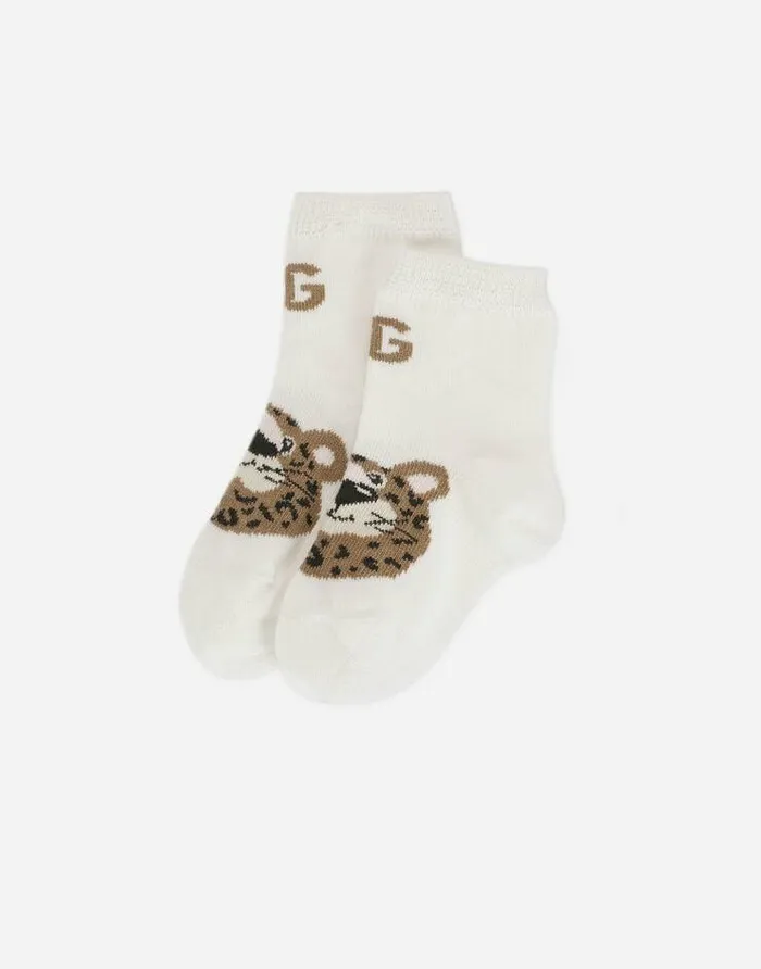 Dolce and Gabbana Accessories And Baby Carriers Children Baby Leopard Socks With Jacquard DG Logo Multicolor Dolce and Gabbana Accessories And Baby Carriers Children Baby Leopard Socks With Jacquard DG Logo Multicolor