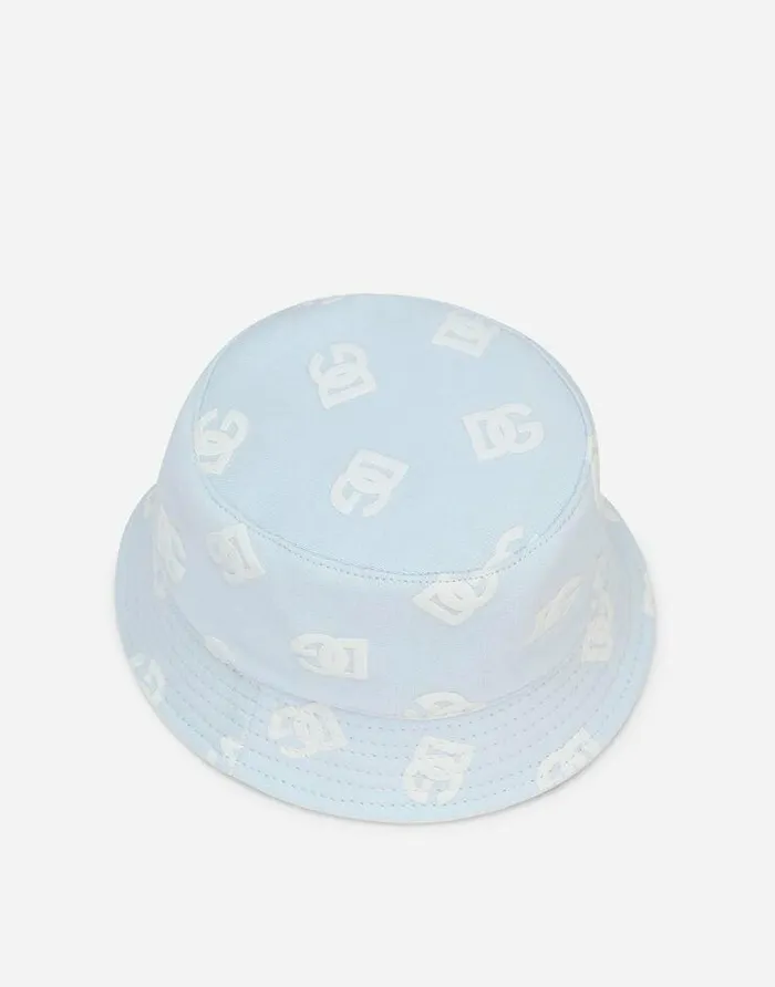 Dolce and Gabbana Accessories And Baby Carriers Children Bucket Hat With Allover DG Logo Print Grey Dolce and Gabbana Accessories And Baby Carriers Children Bucket Hat With Allover DG Logo Print Grey