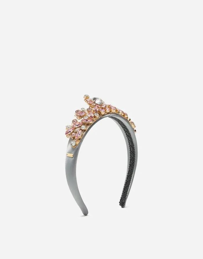 Dolce and Gabbana Accessories Children Headband With All Over Jewellery Application Silver