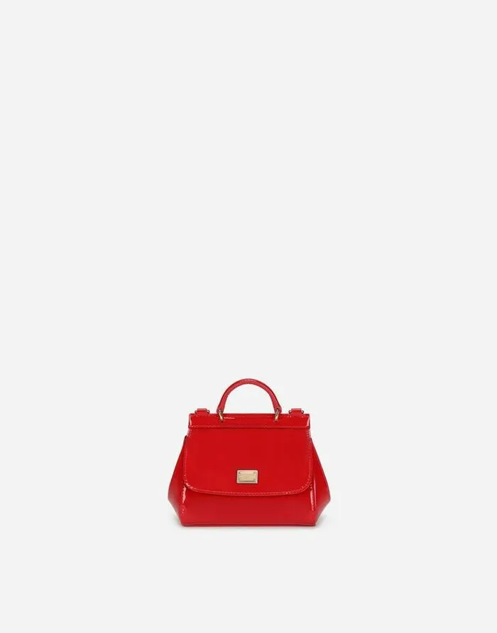 Dolce and Gabbana Accessories Children Patent Leather Mini Sicily Bag Red