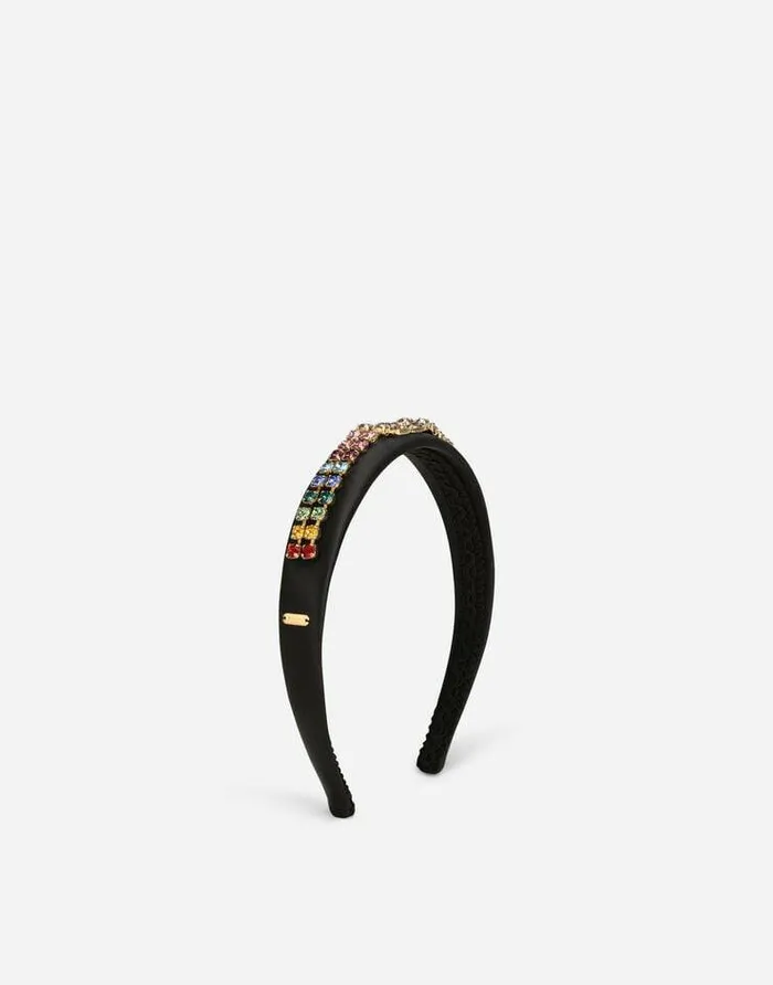 Dolce and Gabbana Accessories Children Satin Headband With Multicolored Crystals Multicolor Dolce and Gabbana Accessories Children Satin Headband With Multicolored Crystals Multicolor