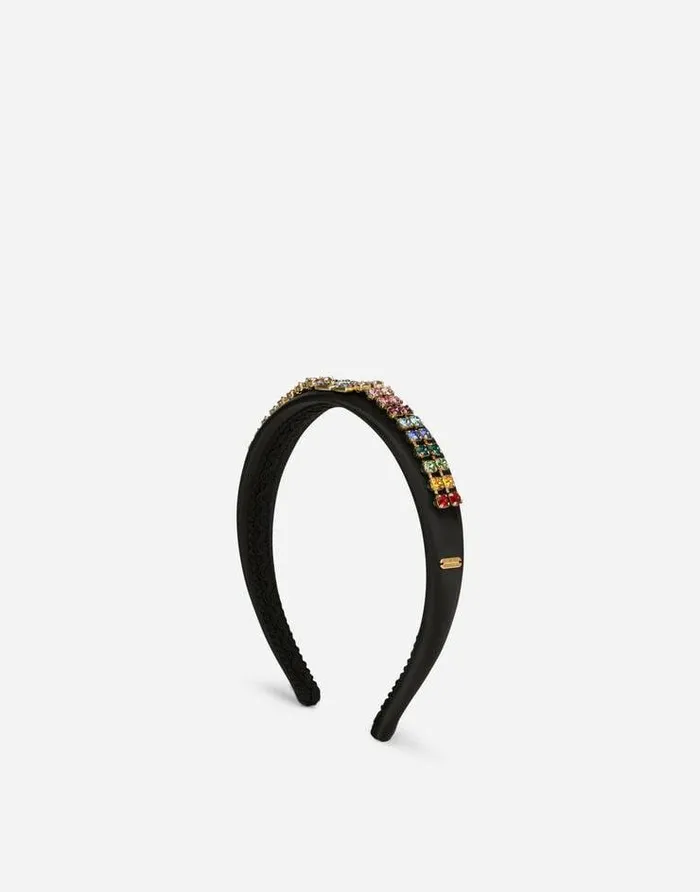 Dolce and Gabbana Accessories Children Satin Headband With Multicolored Crystals Multicolor Dolce and Gabbana Accessories Children Satin Headband With Multicolored Crystals Multicolor